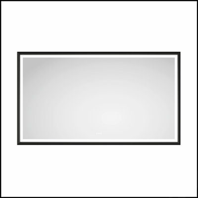 Miroir à DEL rectangulaire surdimensionné avec antibuée, éclairage à intensité variable et cadre noir pour les salles de bain et les studios modernes