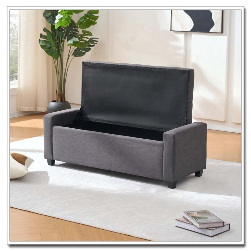 48" Storage Bedroom Bench, Grey