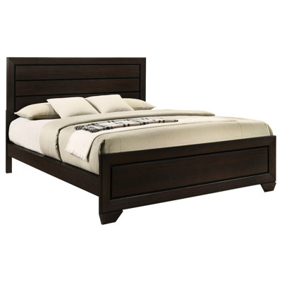 King Dark Panel Bed, Structured Frame, Headboard, Slatted Details For Bedroom Classic Shape, Construction, Structure Modern Look In