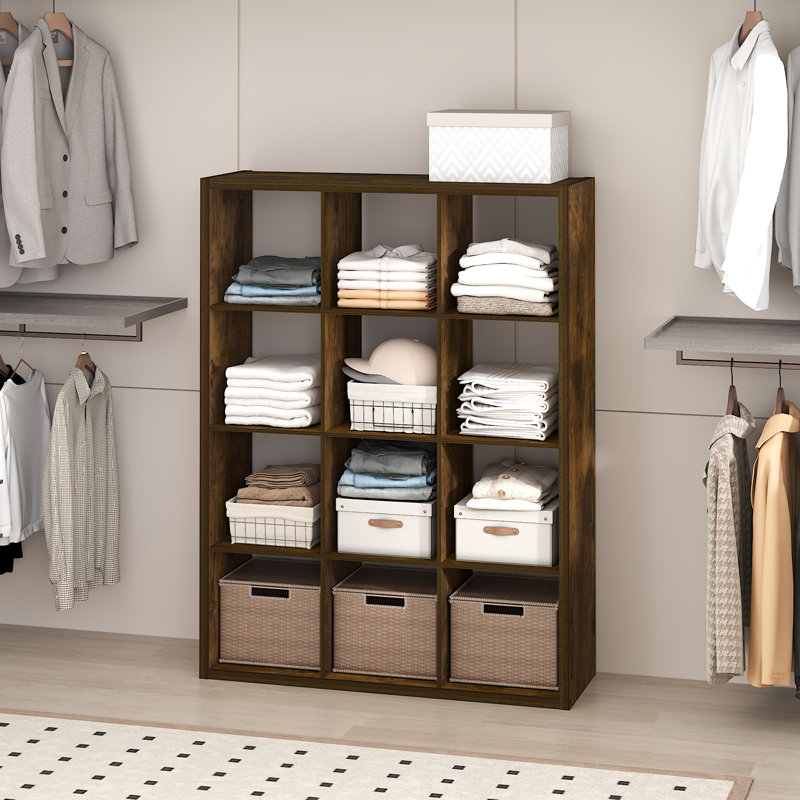 Heddy 111.3cm W Manufactured Wood Shelving Unit, Amber Pine