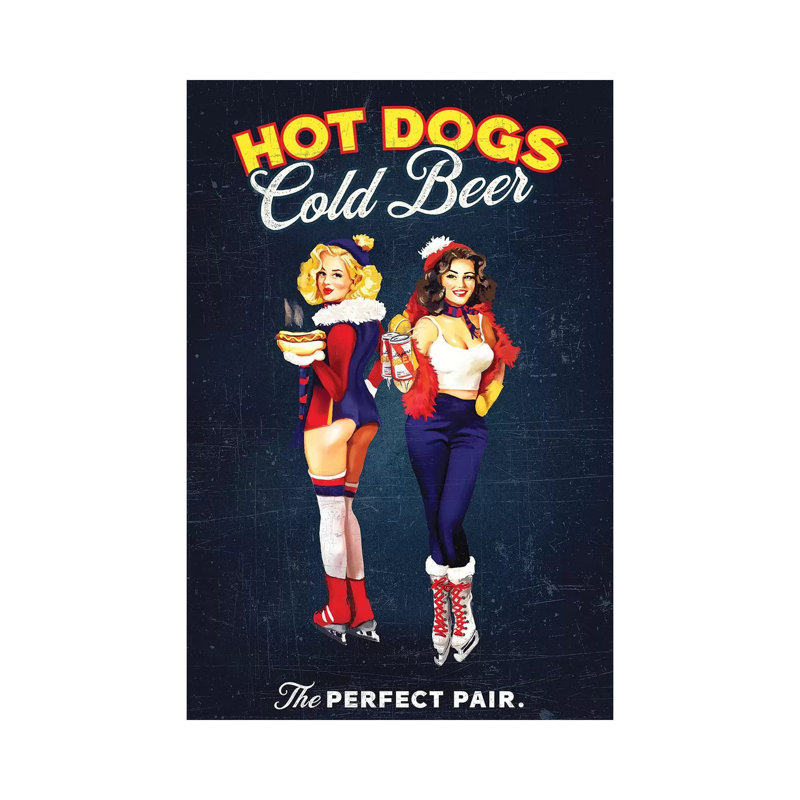 Hot Dogs Beer Hockey - Wrapped Canvas Print, 30.48cm H x 20.32cm W x 1.91cm D