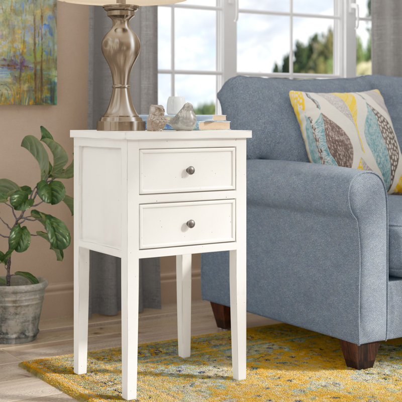 Joanna Solid Wood 2 - Drawer End Table, White