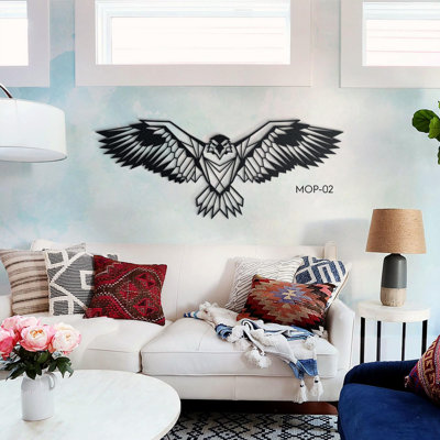 Art mural aigle en métal - Décoration d'aigle majestueux pour le salon ou le bureau