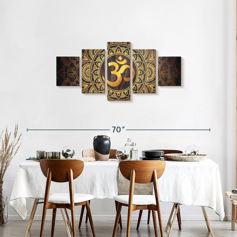 Mandala Om Symbole, reproduction d'art sur toile, H 24 po x l 55 po x P 1,25 po