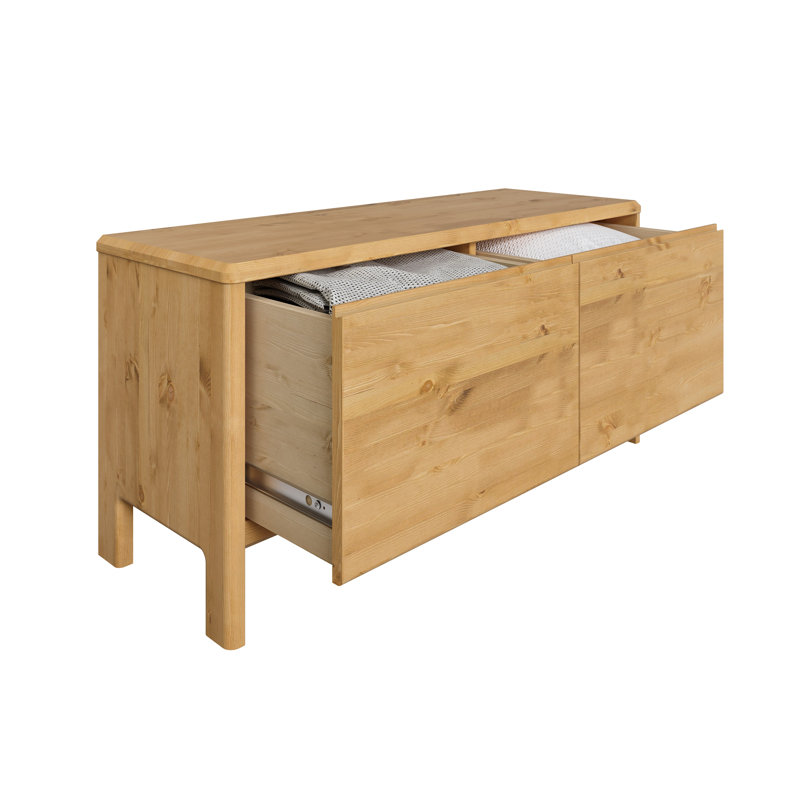 2 Drawer 98Cm W Solid Wood Chest Of Drawers, Natural