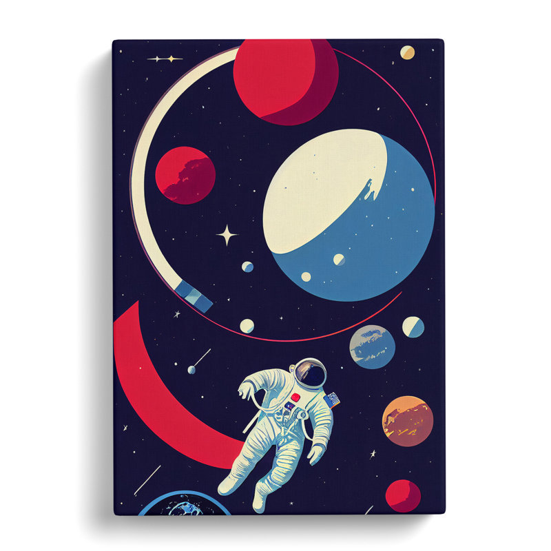 XC1022-3780X Retro Astronaut No.5 - Wrapped Canvas Print, 50cm H x 35cm W, Wrapped Canvas