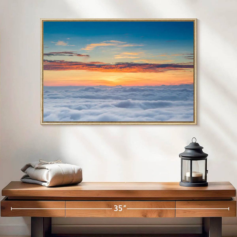 Sunscape Cloudscape, 25 po x 17 po, Cadre flottant en bois naturel