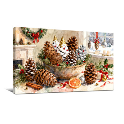 Noël, pommes de pin et décor des Fêtes