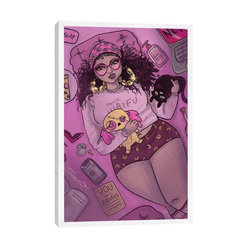 Quarantine Bae 1 by Jonquel Norwood - Print on Canvas, 66.04 cm H x 45.72 cm W, White Framed