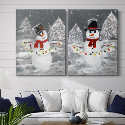 Festive Snowman I - ensemble de 2 reproductions d'art