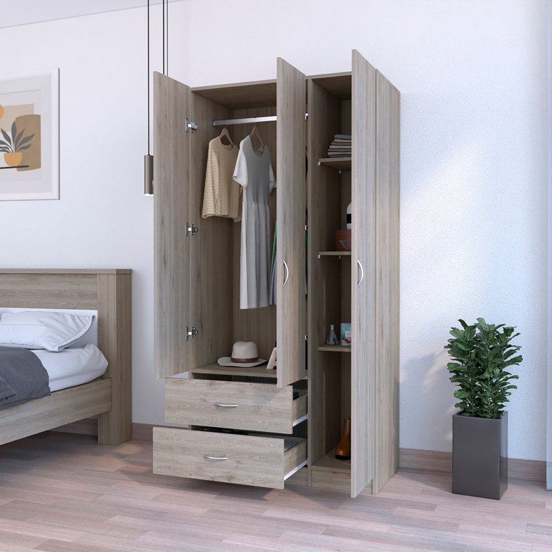  Commode combinée 35 po à deux tiroirs gris clair