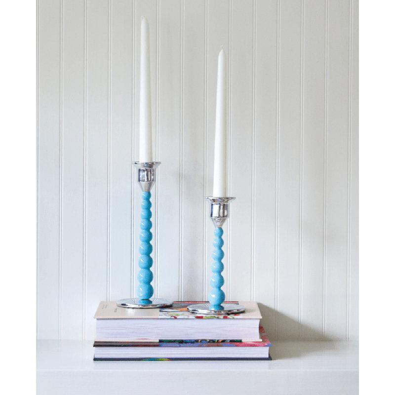 Aluminum Tabletop Candlestick, 6.74" H x 3.54" W x 3.54" D, White