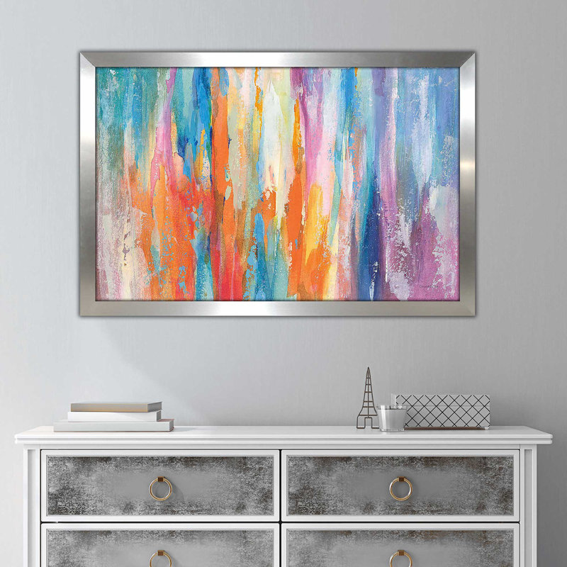 Riviera par Danhui Nai - peinture, H 21,5 po x l 27,5 po x P 0,75 po, Encadrement argenté