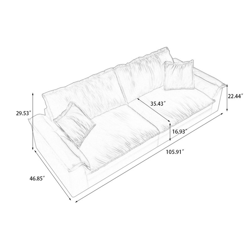 Coussin modulaire Coffee Coffee, 29.53" H x 105.91" x 46.85" D, 3