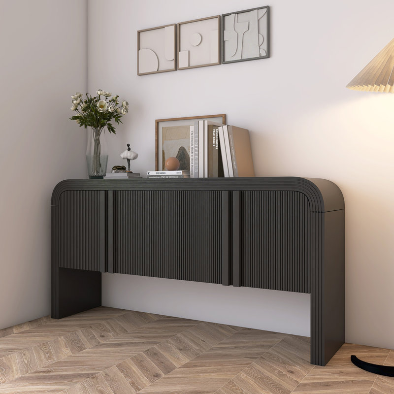 Armoire de rangement rayée avec 4 portes et tablette réglable, Noir