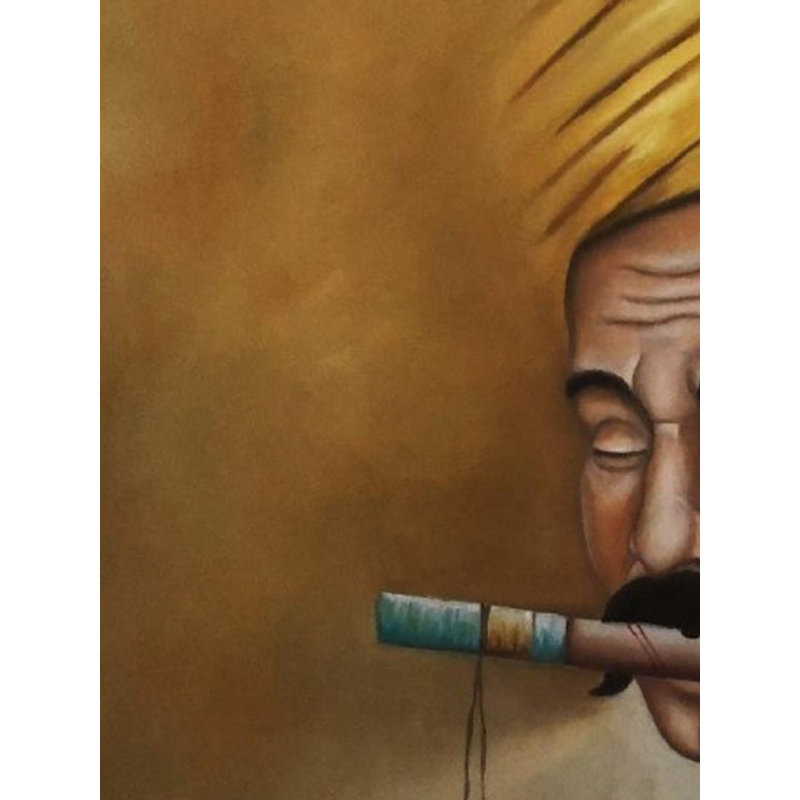 Playing Flute Man | Oil On Canvas | By Dinesh Kumar