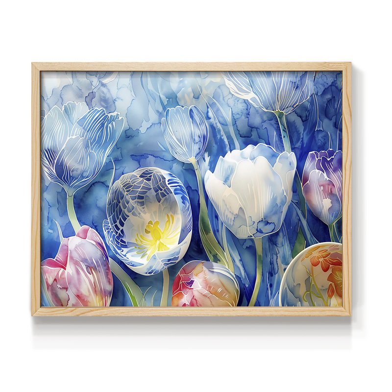 Floral Series-CXV -Framed Print - Restickable, H 8 po x l 10 po, Naturel