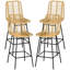 Ensemble de tabourets de bar en rotin de 4 tabourets de bar à hauteur de comptoir de 26 po avec tabouret d'îlot de cuisine avec siège et dossier en osier respirant, jaune