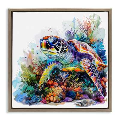  Aquarelle, tortue de mer, encadrée par LSR Design Studio