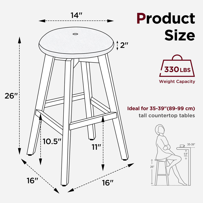 Liseta Swivel Upholstered Counter Stool with Solid Wood Frame, 2, Gray, Black