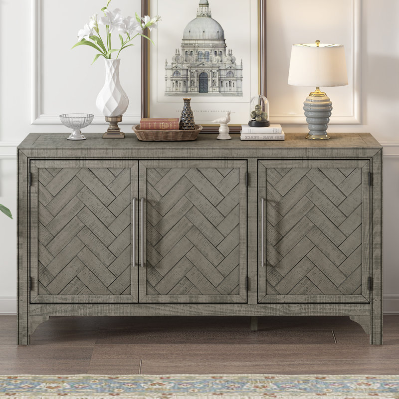 Buffet d'appoint 3 portes Santrese, Gris