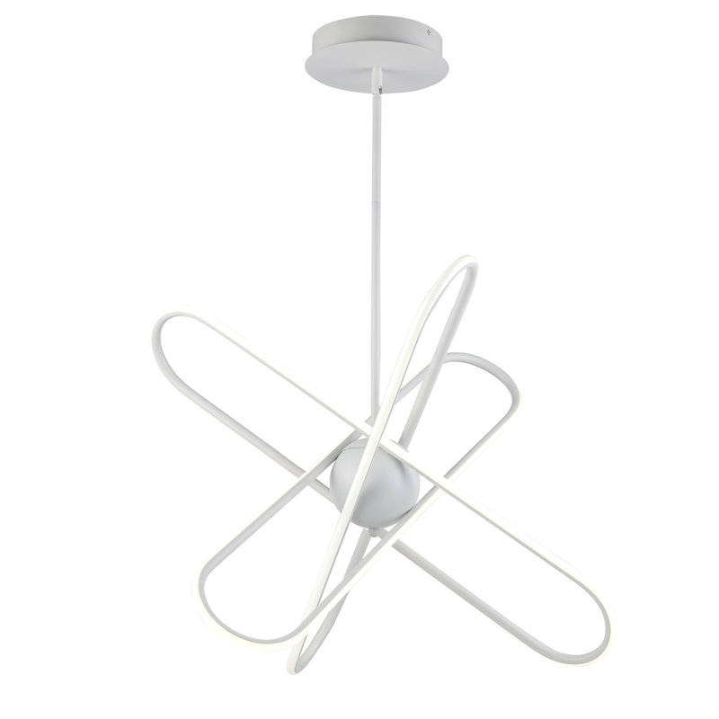 Luminaire suspendu unique à 3 lumières DEL Orchimont, Blanc, H 18,7 po x l 25 po x P 27,5 po