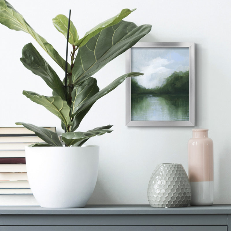 Raffia Palm II, reproduction encadrée, Toile avec cadre argenté, Pas de tapis