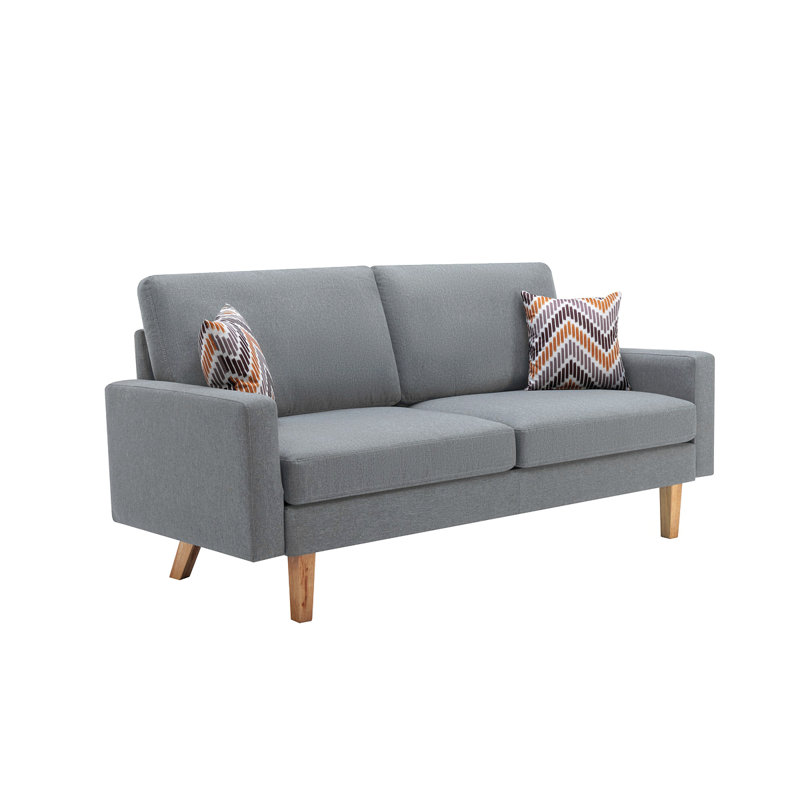 Bahamas 70" Linen Sofa With 2 Throw Pillows, Gray