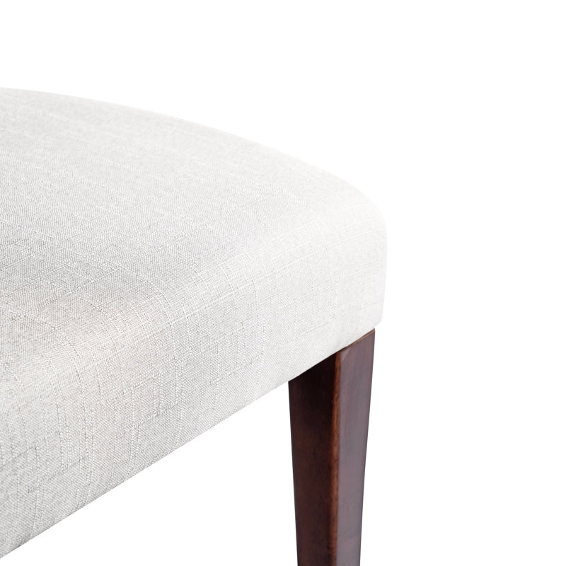 2 chaises de salle à manger rembourrées en tissu avec finition noyer - côté avec structure, conception ergonomique et confort pour toute utilisation de lignes incurvées