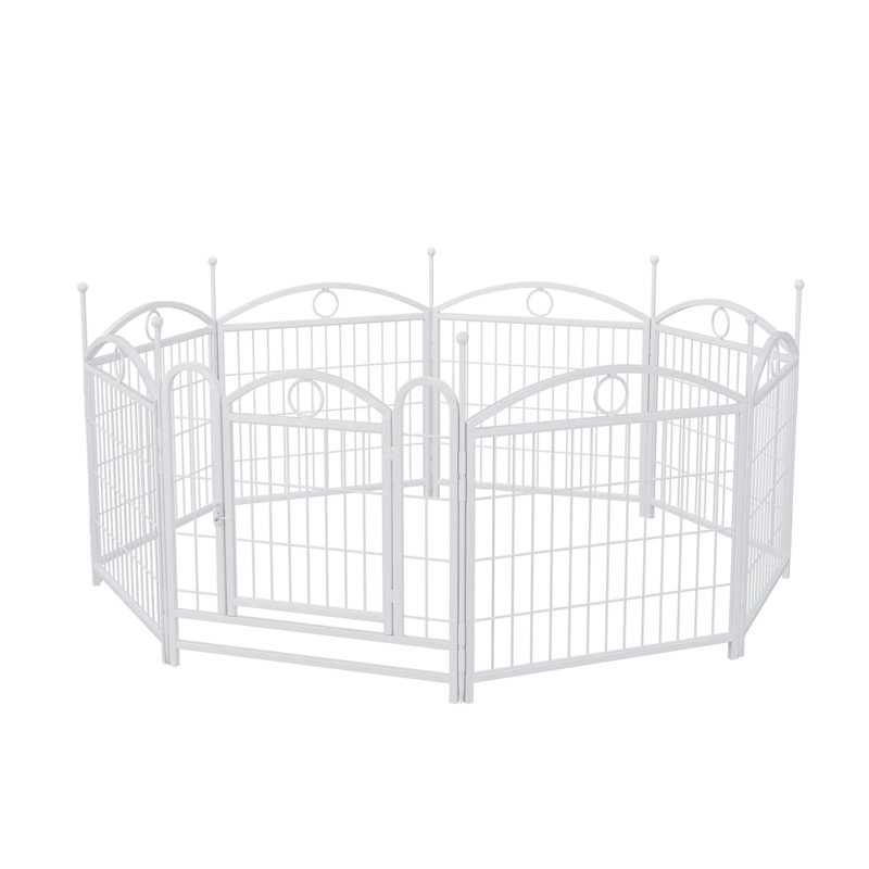 Parc pour chien intérieur 24 pouces 8 panneaux enclos en métal pour animaux de compagnie, Blanc