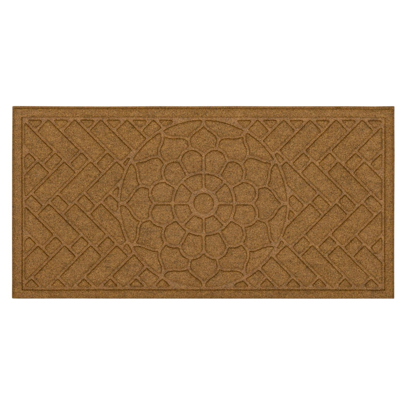 Kesha 48" L Rectangular Recycled Rubber Door Mat , Tan