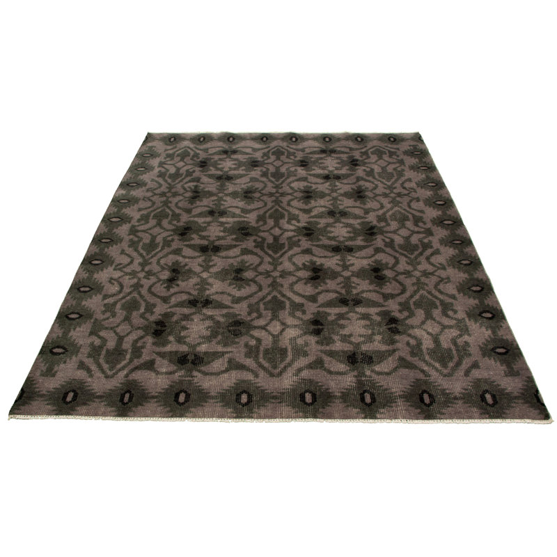 Tapis décoratif gris en laine de conception unique 8 pi 1 po x 10 pi 3 po Dermio noué à la main