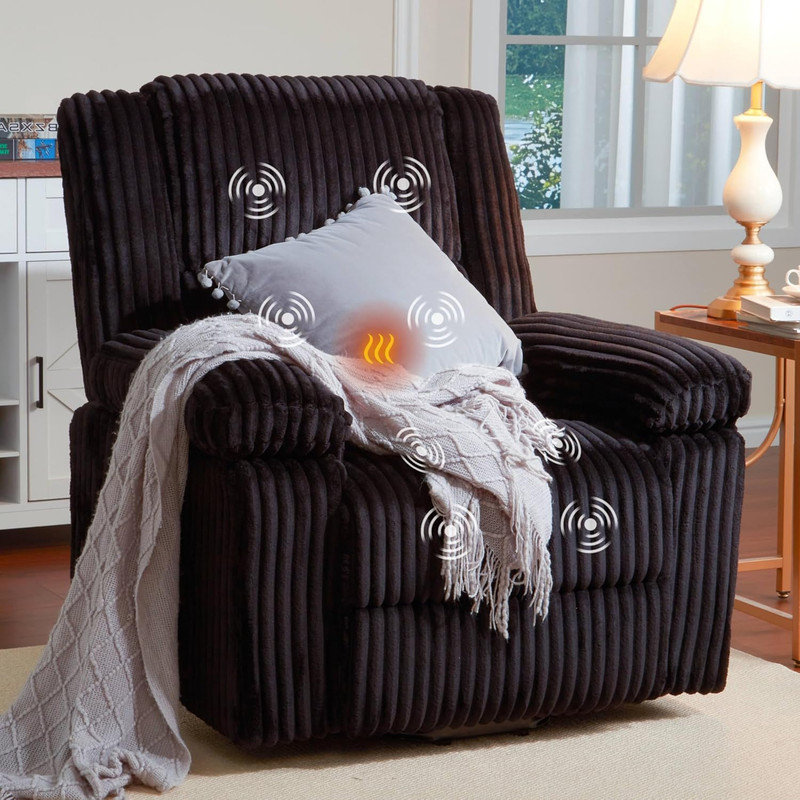 Power Lift Recliner Chair with Heat & Massage, Electric Plush Recliner for Elderly & Mobility Impaired, Black
