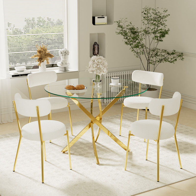 Ensemble de table de salle à manger 5 pièces pour 4 personnes, H 29,5 po x L 36 po x l 36 po, Blanc