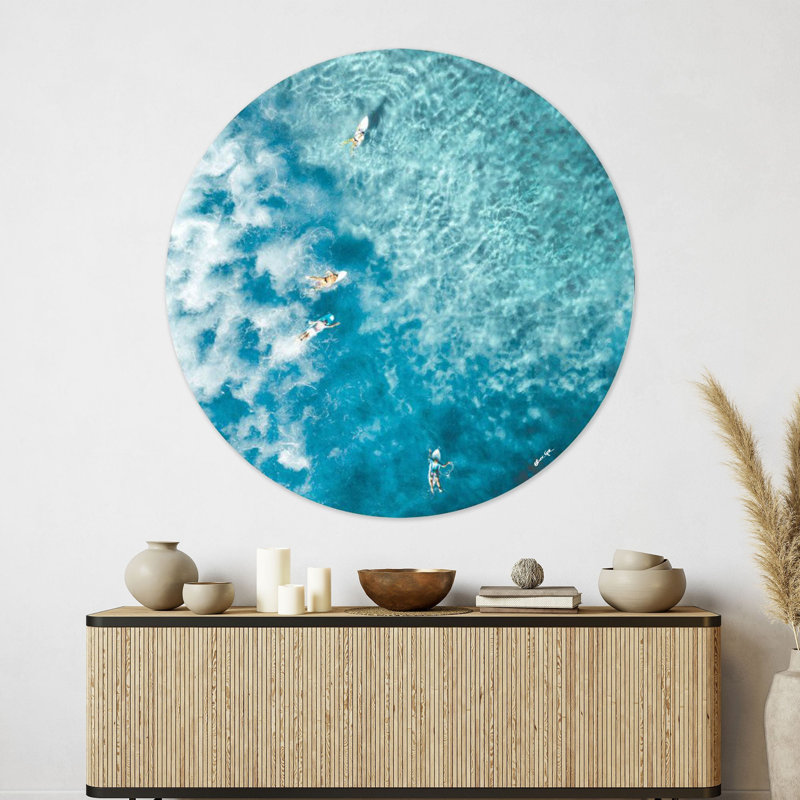 Surfing Seas Nautical and Coastal Round Acrylic Art by Oliver Gal, 12" H x 12" W