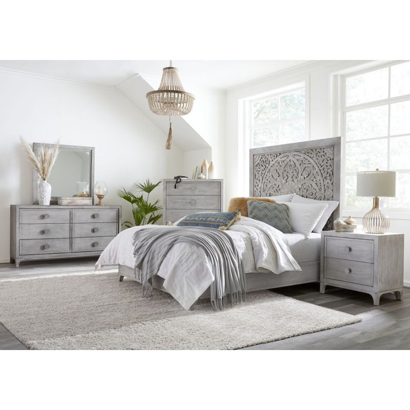 Miroir biseauté pour commode Tovoris, Blanc délavé