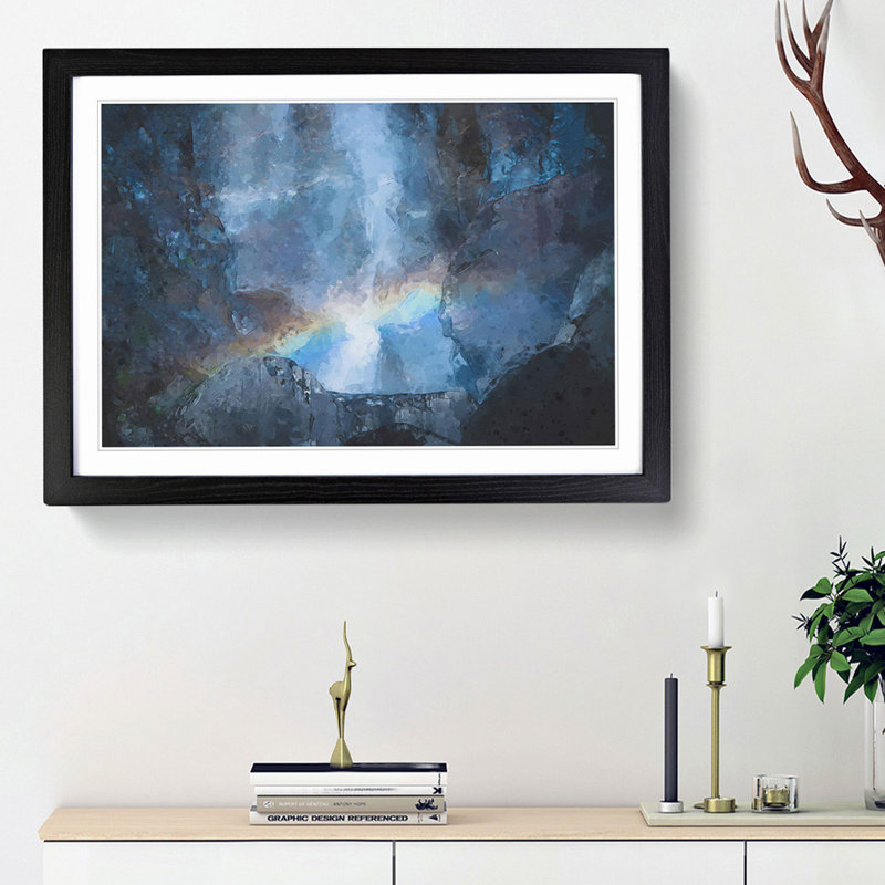 Rainbow Through the Mountains in Abstract - Picture Frame Graphic Art Print, 27cm H x 36cm W x 2cm D, Black Framed
