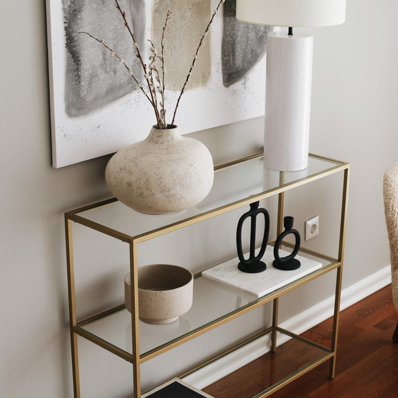 Maraya 100cm Glass Top Console Table, Gold