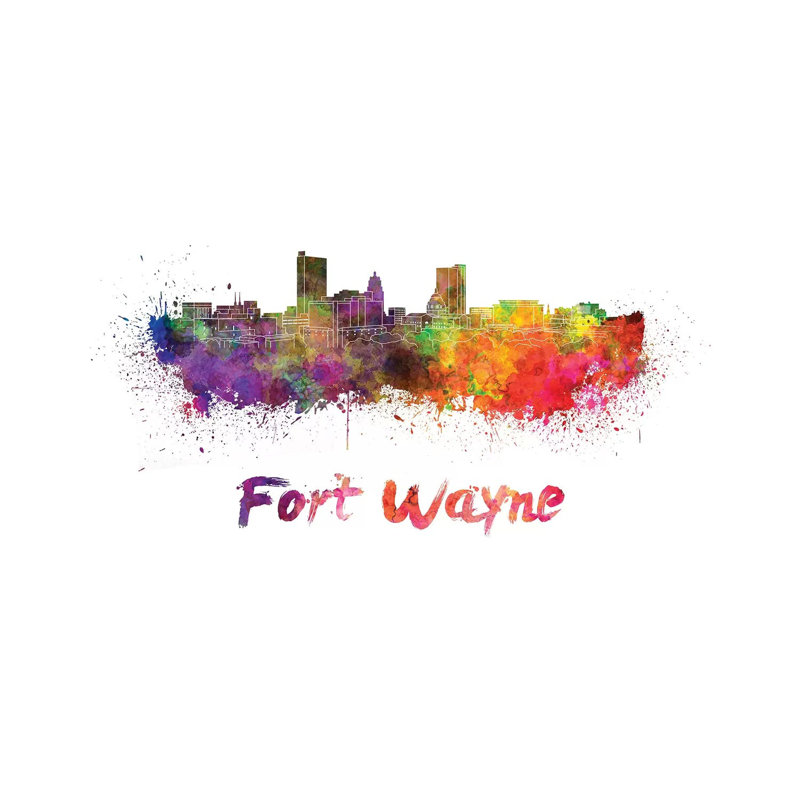 Fort Wayne Skyline In Watercolour by Paul Rommer - Wrapped Canvas Print, 20.32cm H x 30.48cm W x 1.91cm D