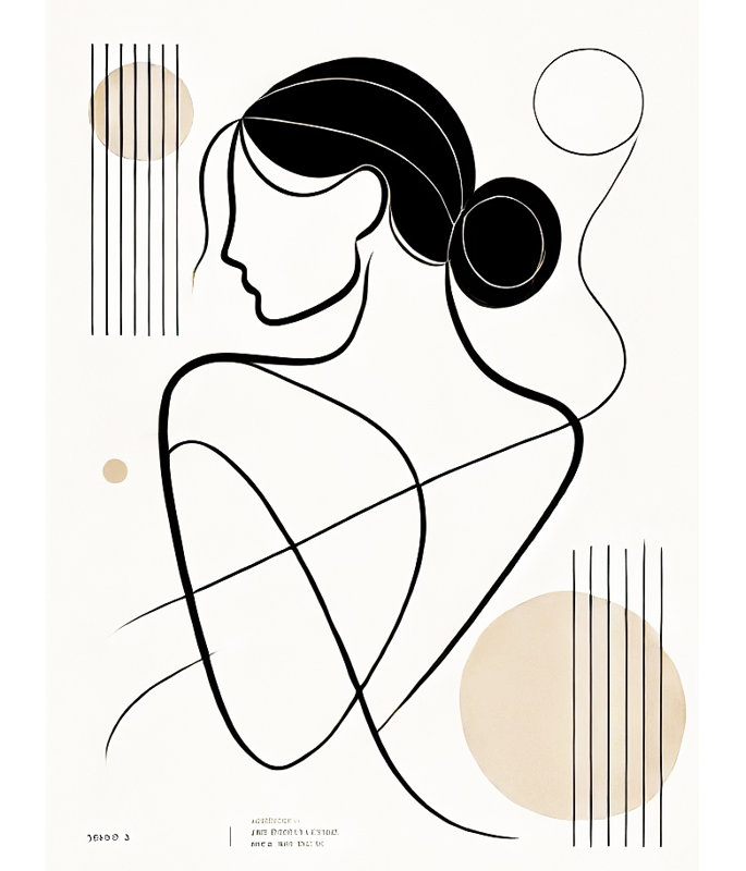 «Elegance in Motion», art mural sur toile tendue - Femme abstraite aux courbes gracieuses, H 16 po x l 12 po x P 1 po