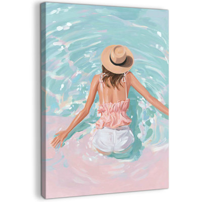  Art mural plage, océan côtier, art mural plage photos pour le salon, grande œuvre côtière, art mural sur toile plage pour chambre à coucher, décor mural scène océan prêt à accrocher 28 po x 40 po