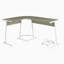 Bureau d'ordinateur en L gris et blanc