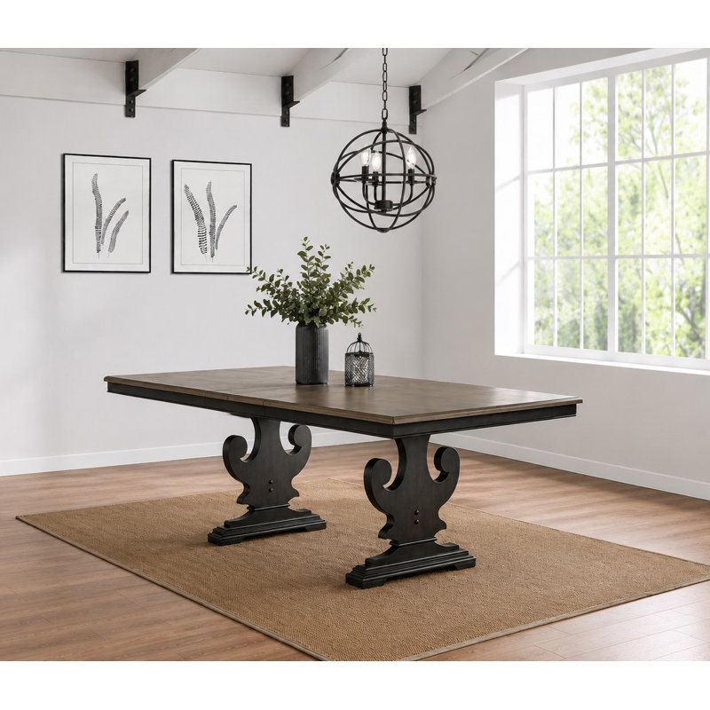 Carnanee Jaiden Butterfly Leaf Rubber Solid Wood Trestle Dining Table