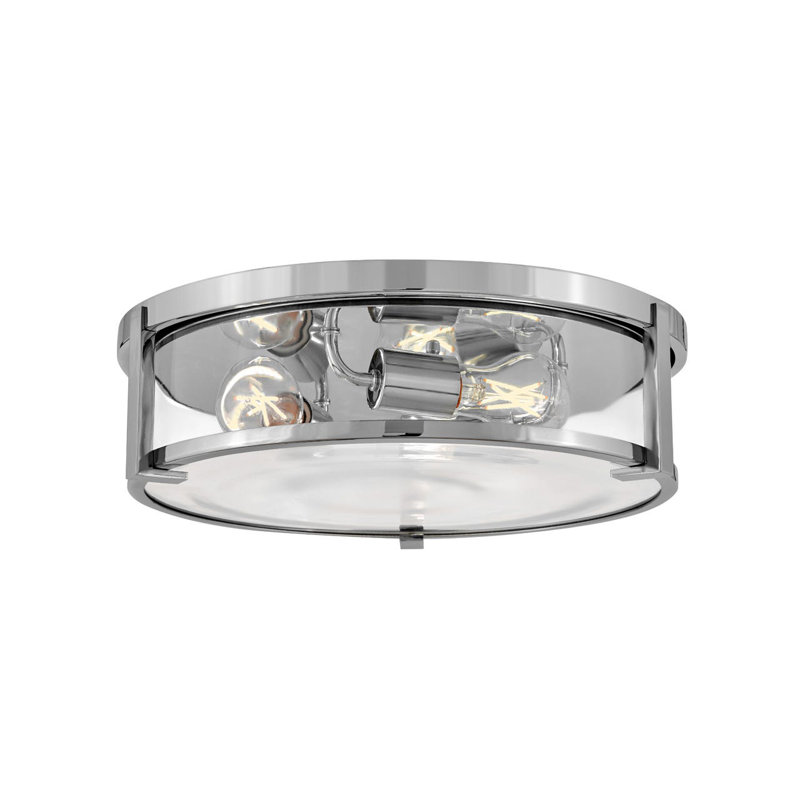 Lowell Three-Light Flush Mount Ceiling Light, Chrome/Clear Glass