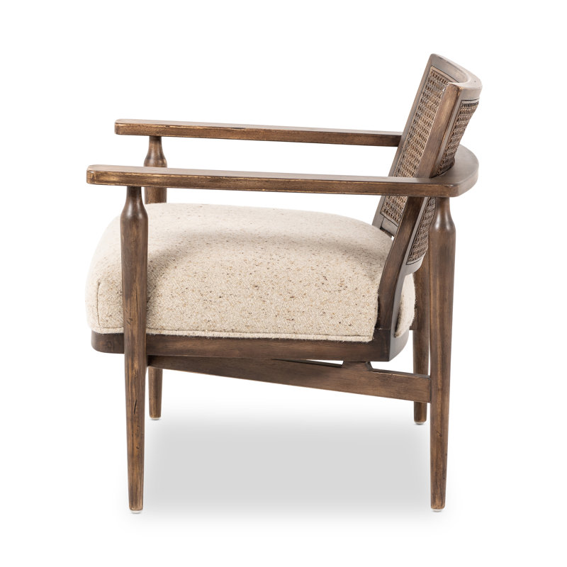 Xavier 30" W Genuine Leather Armchair, Camel Linen Blend