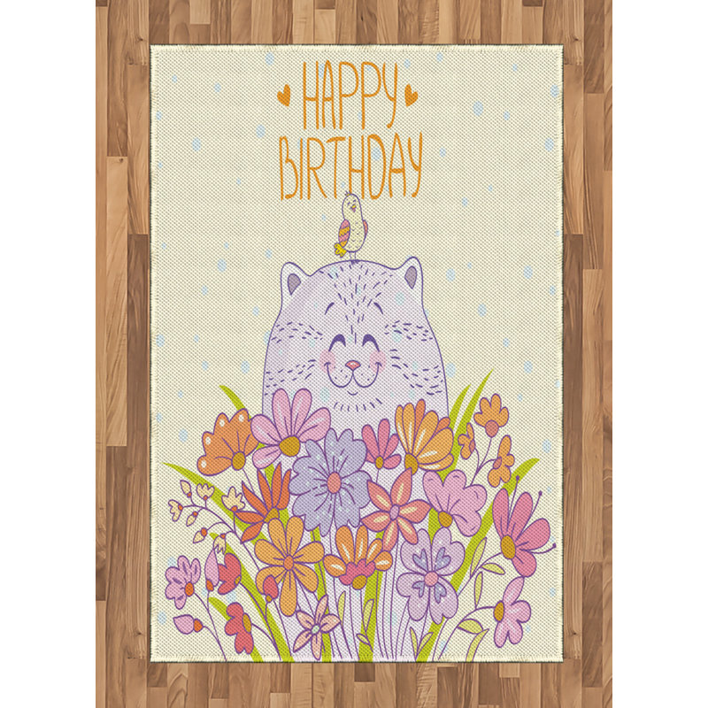 Tapis décoratif à longs fils en fibre de polyester à haute densité Birthday, Rectangle— 4 pi x 5 pi 8 po