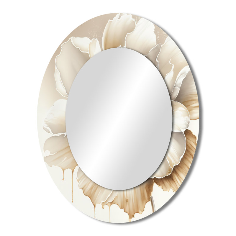 Miroir mural Blooming Beige Floral Design II - Beige, 43 po x 33 po