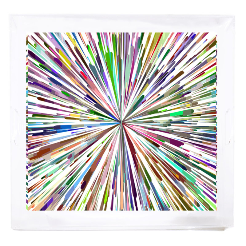 Fireworks Acrylic Square Decorative Tray, White