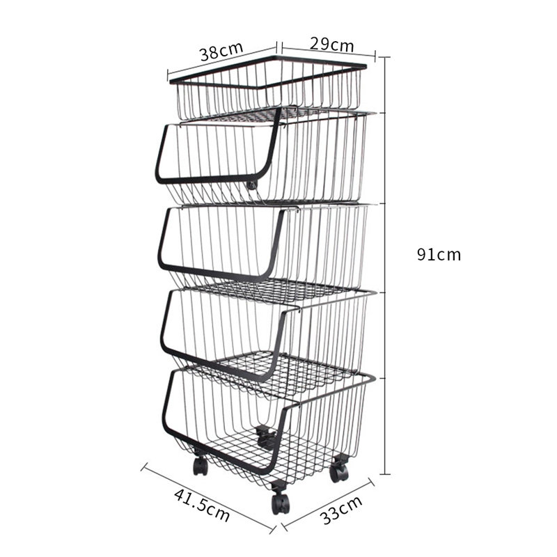 Five-layer multifunctional vegetable storage rack, floor-standing rack