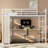 Queen, Metal Loft Bed, White Wood-Grain, Desk, Wardrobe, Storage Shelves, Space Option, Small Bedroom Built-In Storage, Assurance, Bed